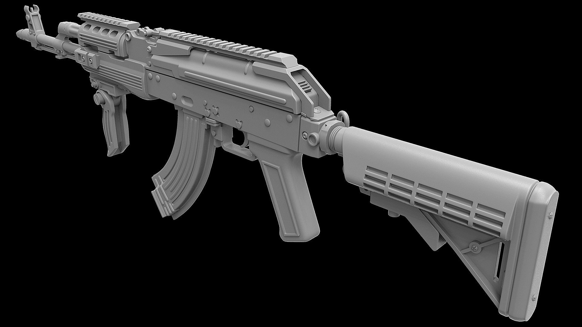 Ak 47 tactical ris m4 stock 3D model | CGTrader