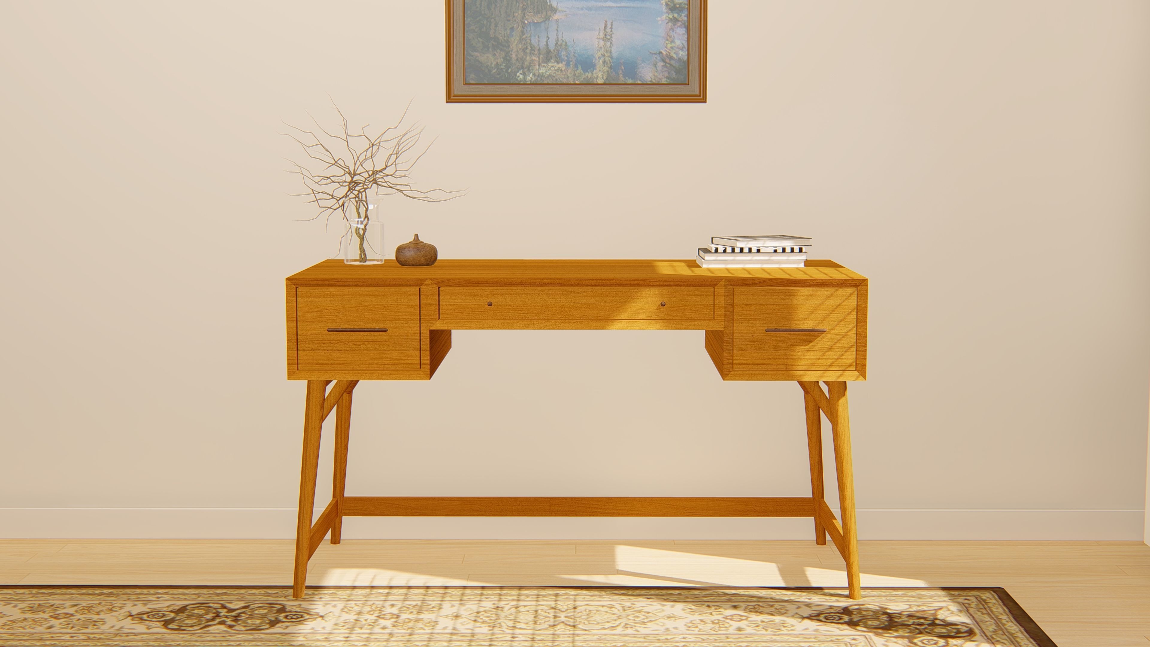 West Elm Mid Century Desk 3D model CGTrader