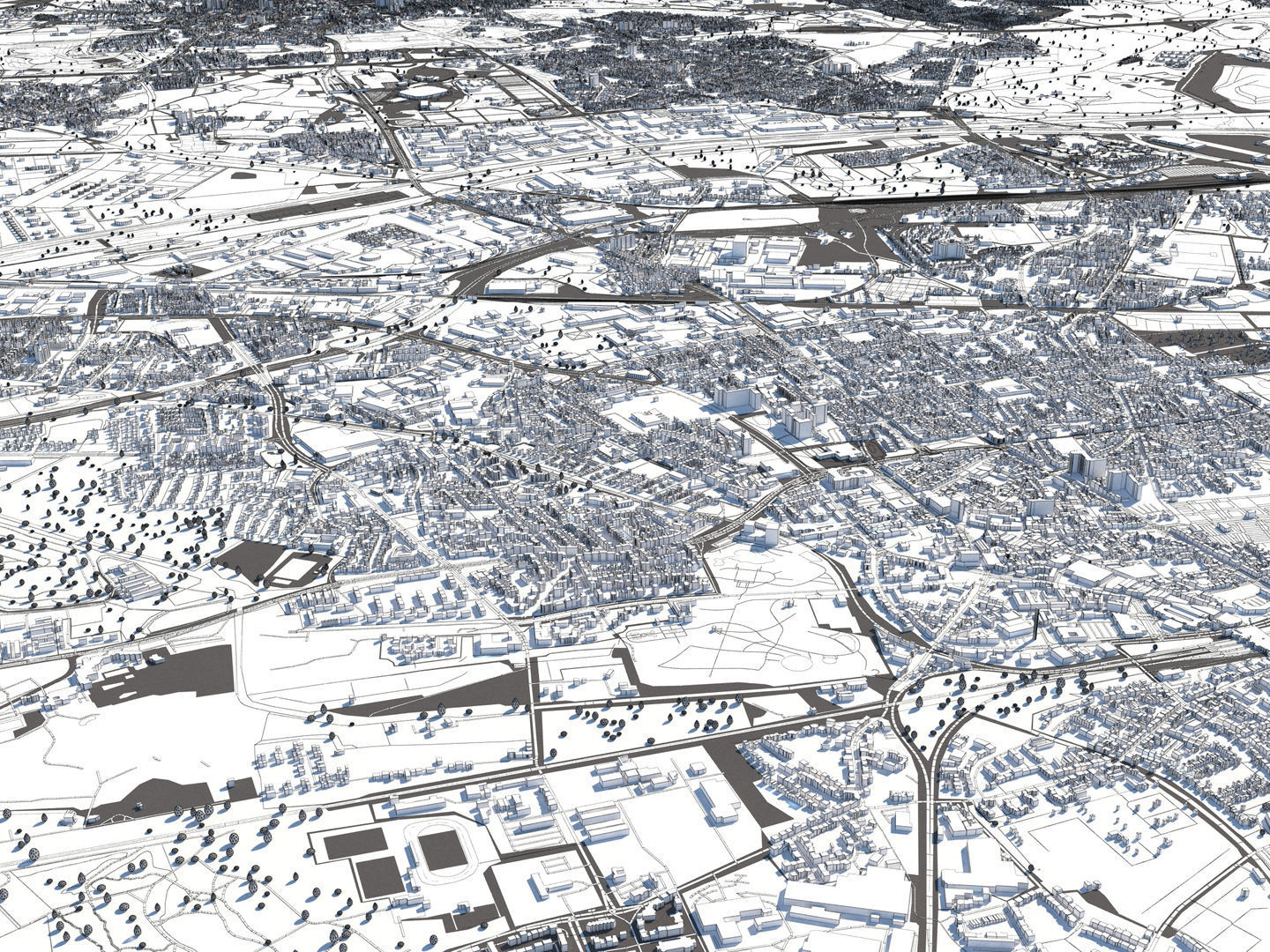 Gelsenkirchen Germany 50x50km 3D City Map 3D model CGTrader