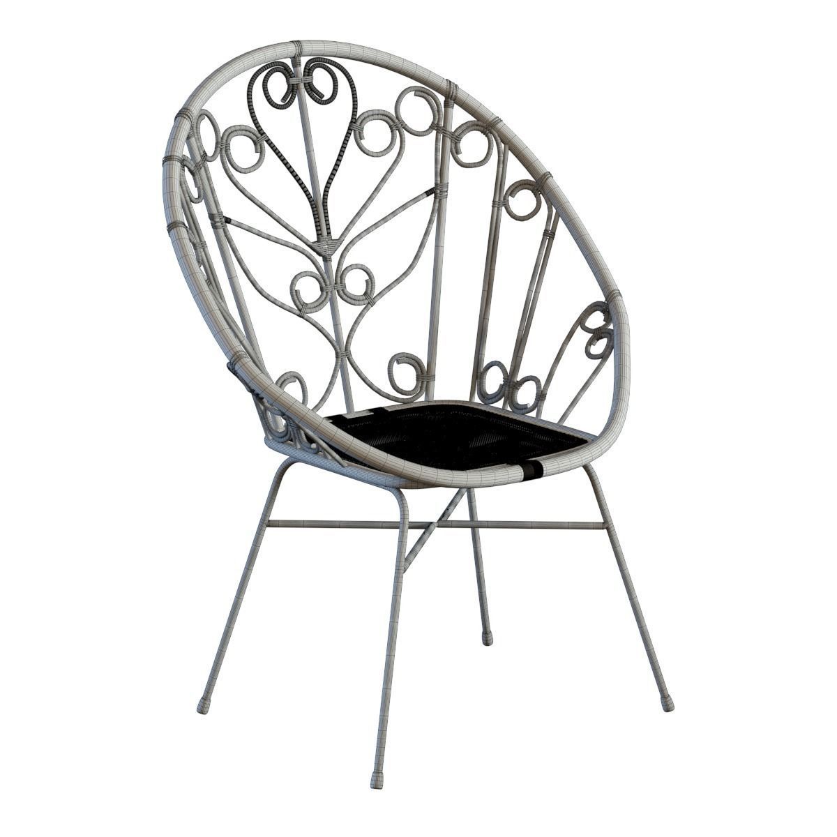 Bahia Rattan and black metal armchair 3D model CGTrader