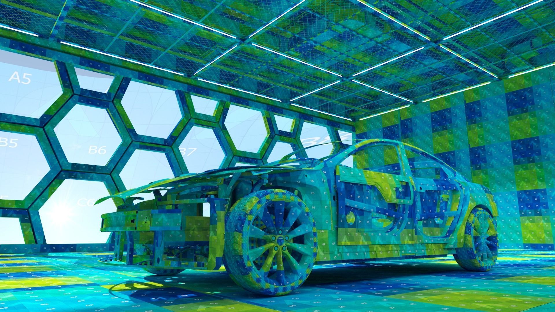 Tesla Model S Frame and Chassis in the interior model 3D model rigged ...