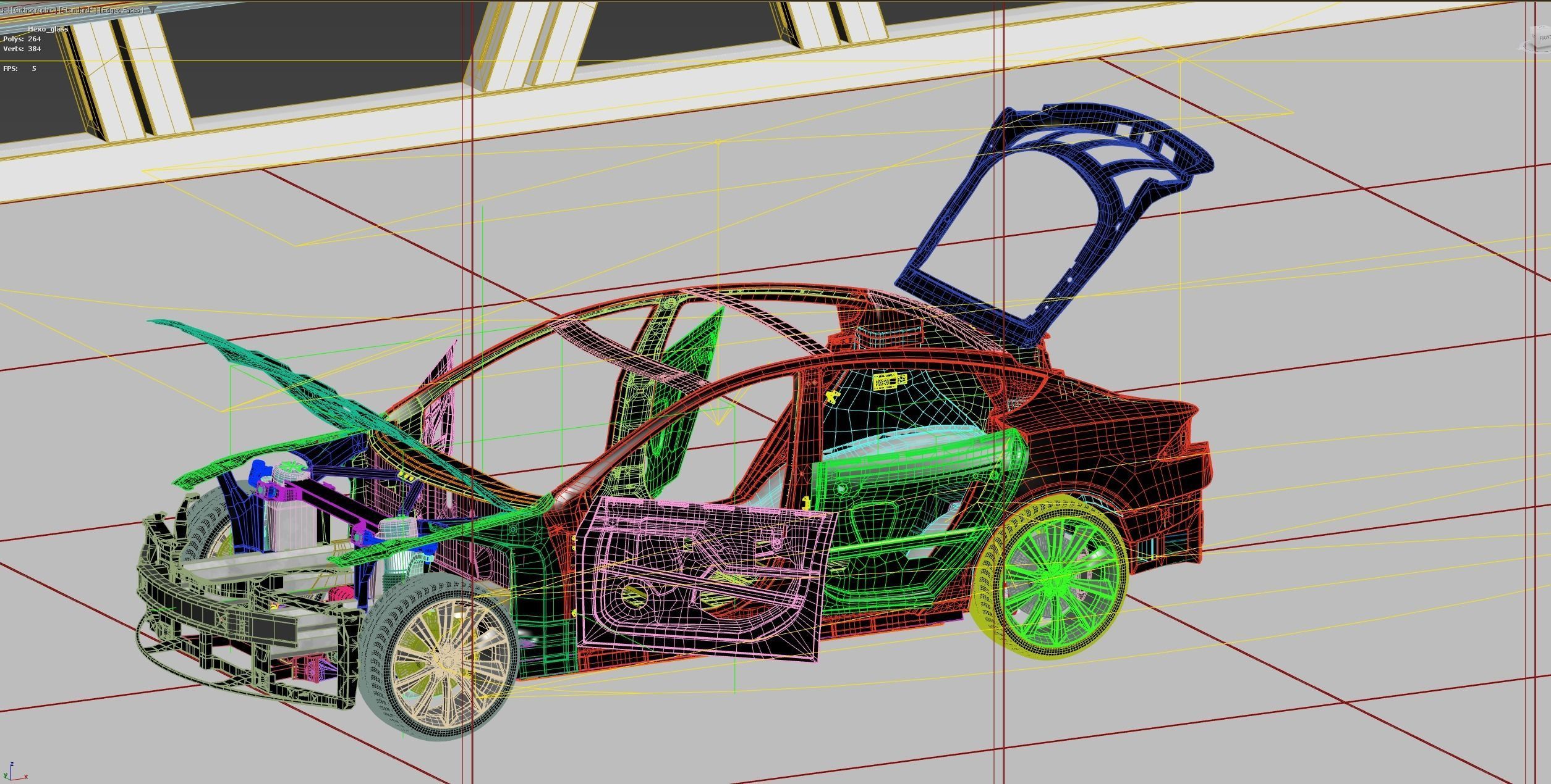 Tesla Model S Frame and Chassis in the interior model 3D model rigged ...