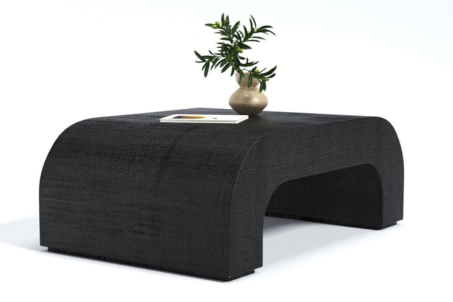 Horseshoe Black Laquered Linen Coffee Table CB2 3D model CGTrader