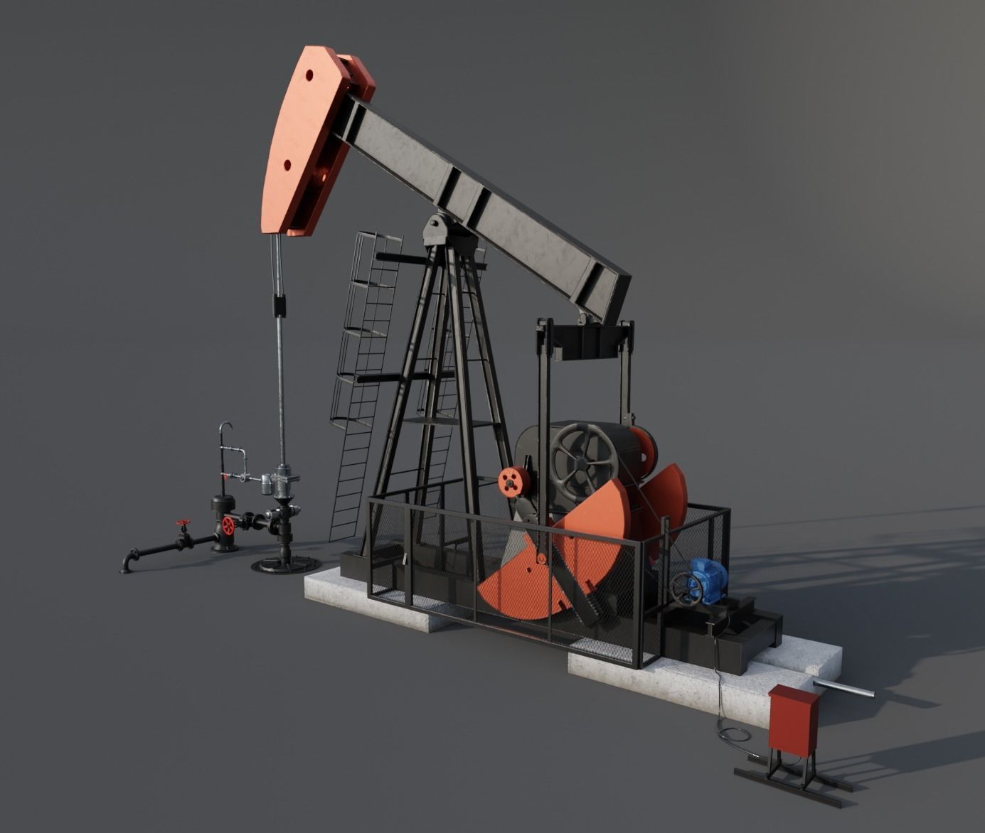 Oil pumpjack Animated Rigged PBR textures Cinematic Realistic 3D model animated rigged CGTrader