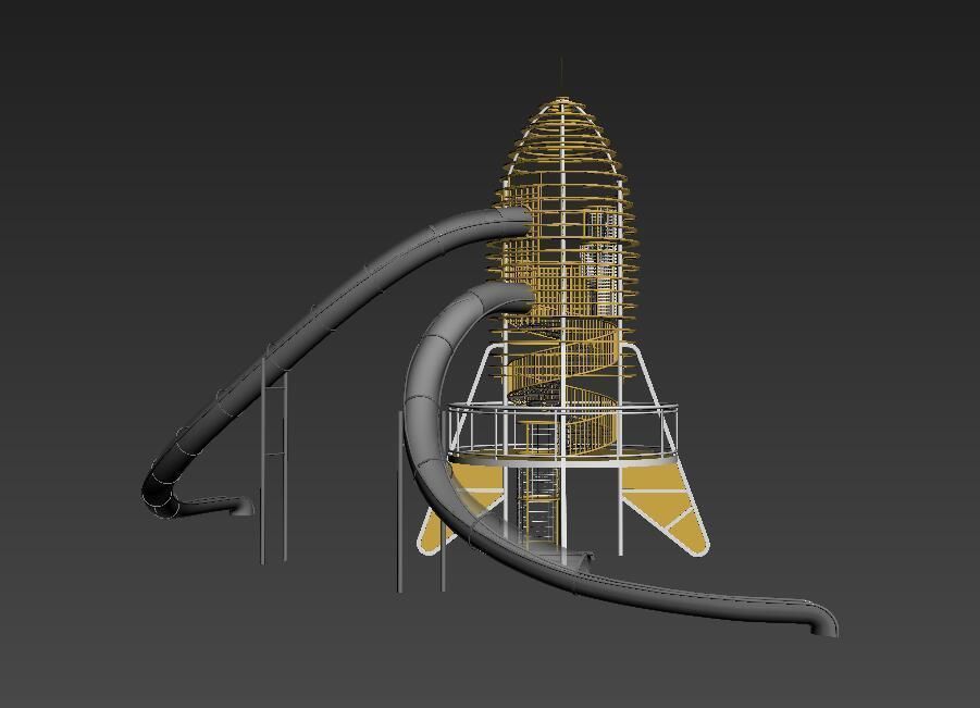 Rocket climbing adventure playground with big slide 3D model | CGTrader