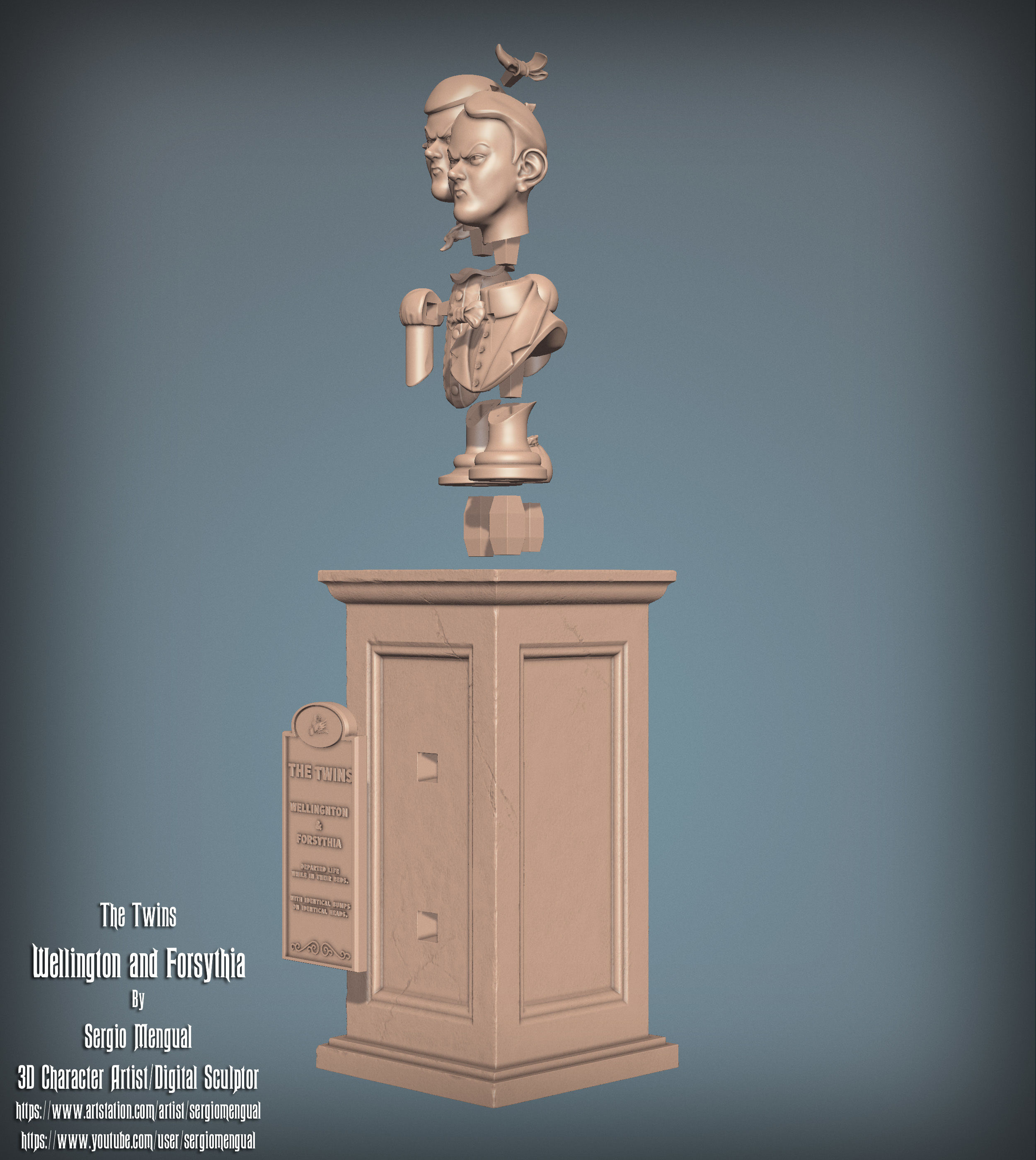 Haunted Mansion The Twins 3D Printable Busts 3D model 3D printable