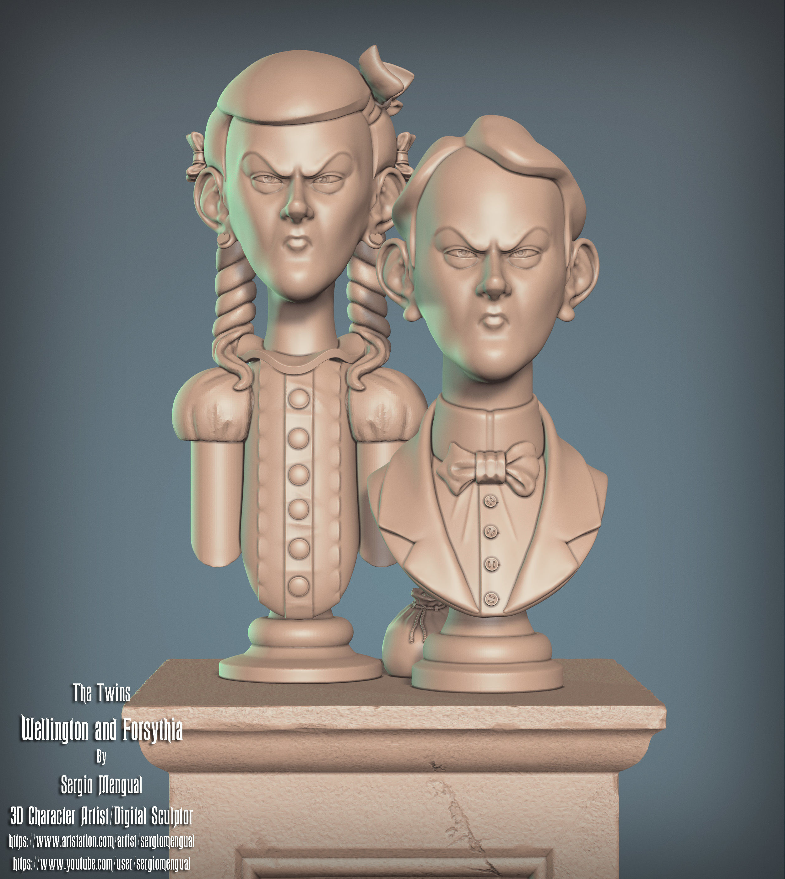 Haunted Mansion The Twins 3D Printable Busts 3D model 3D printable