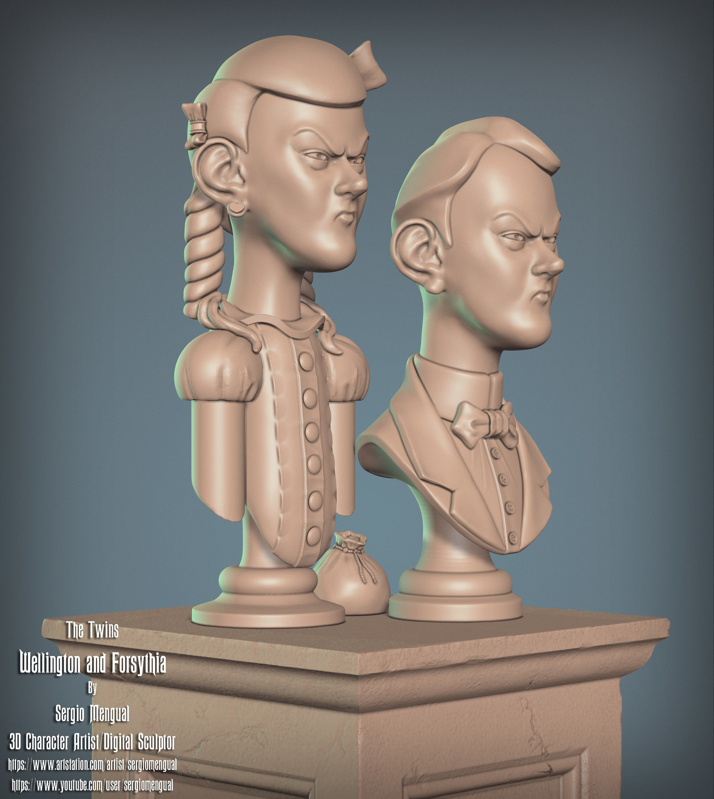 Haunted Mansion The Twins 3D Printable Busts 3D model 3D printable
