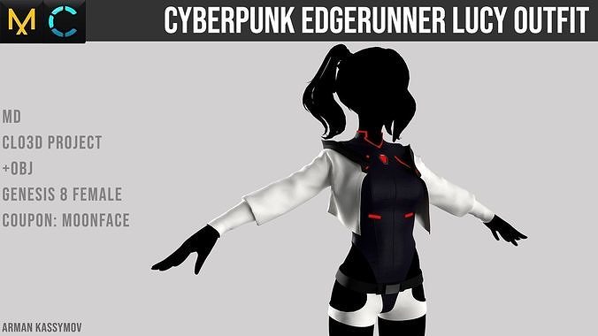 Cuberpunk Edgerunner Lucy Outfit Marvelous Designer Project Obj 3D model