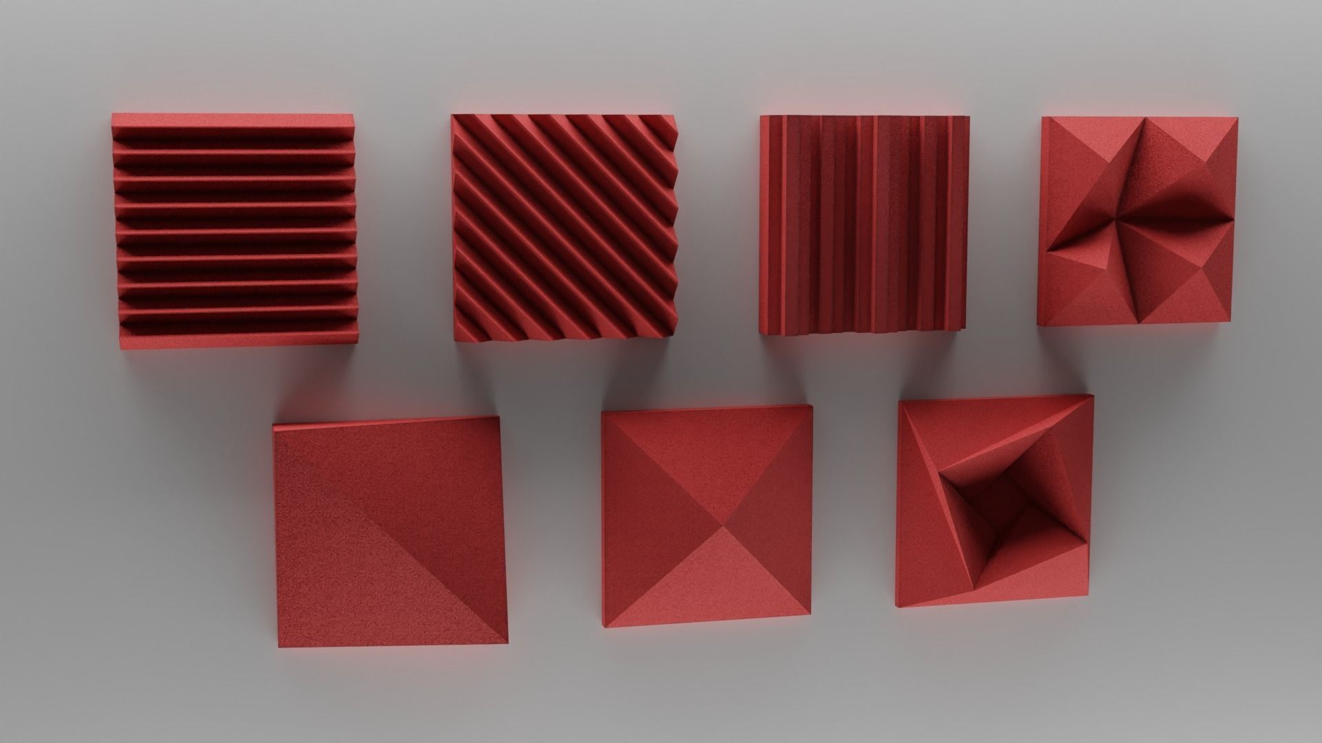 3D model Acoustic Panels Set with 8K - 4K - 2K Textures VR / AR / low ...