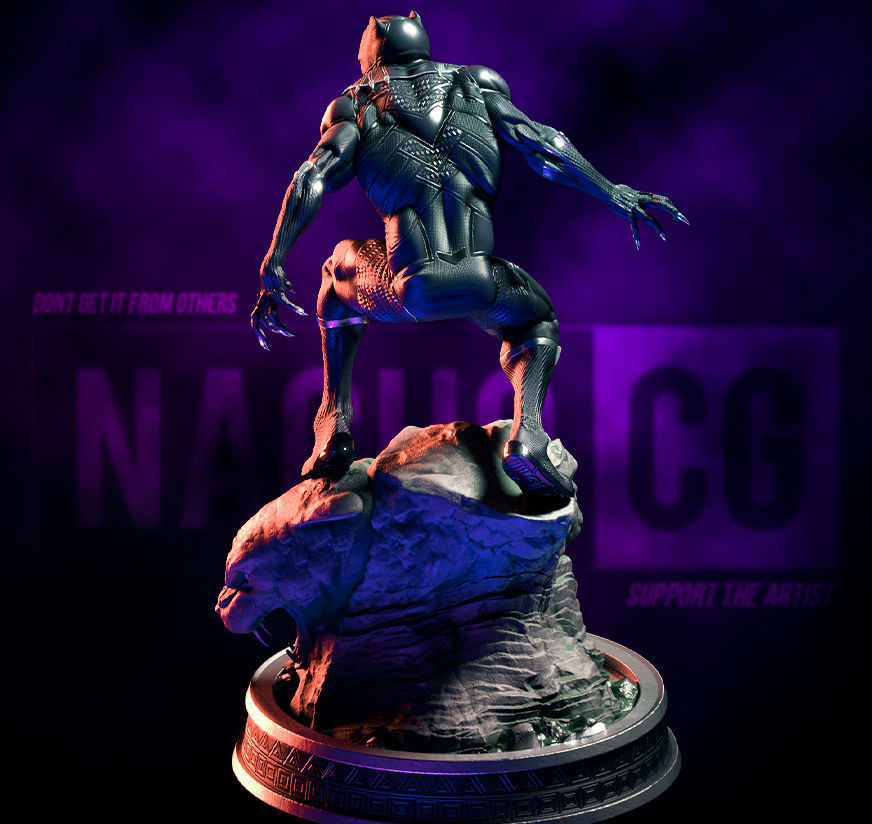 Fan Art Black Panther - Statue 3D model 3D printable | CGTrader