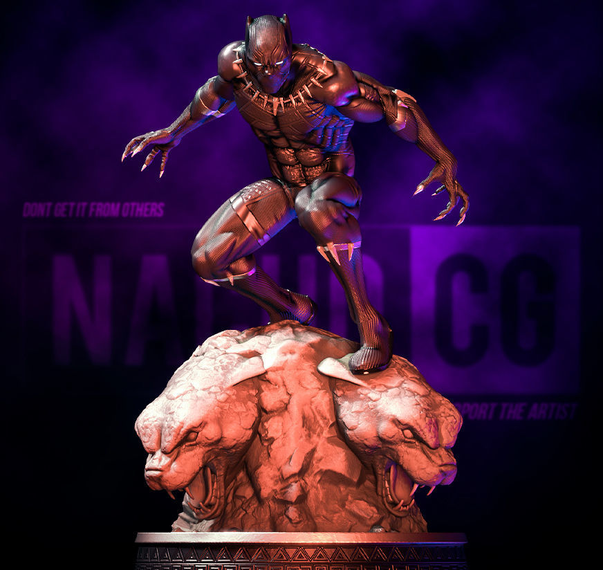 Fan Art Black Panther - Statue 3D model 3D printable | CGTrader