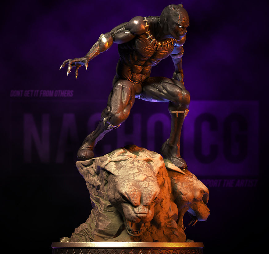 Fan Art Black Panther - Statue 3D model 3D printable | CGTrader