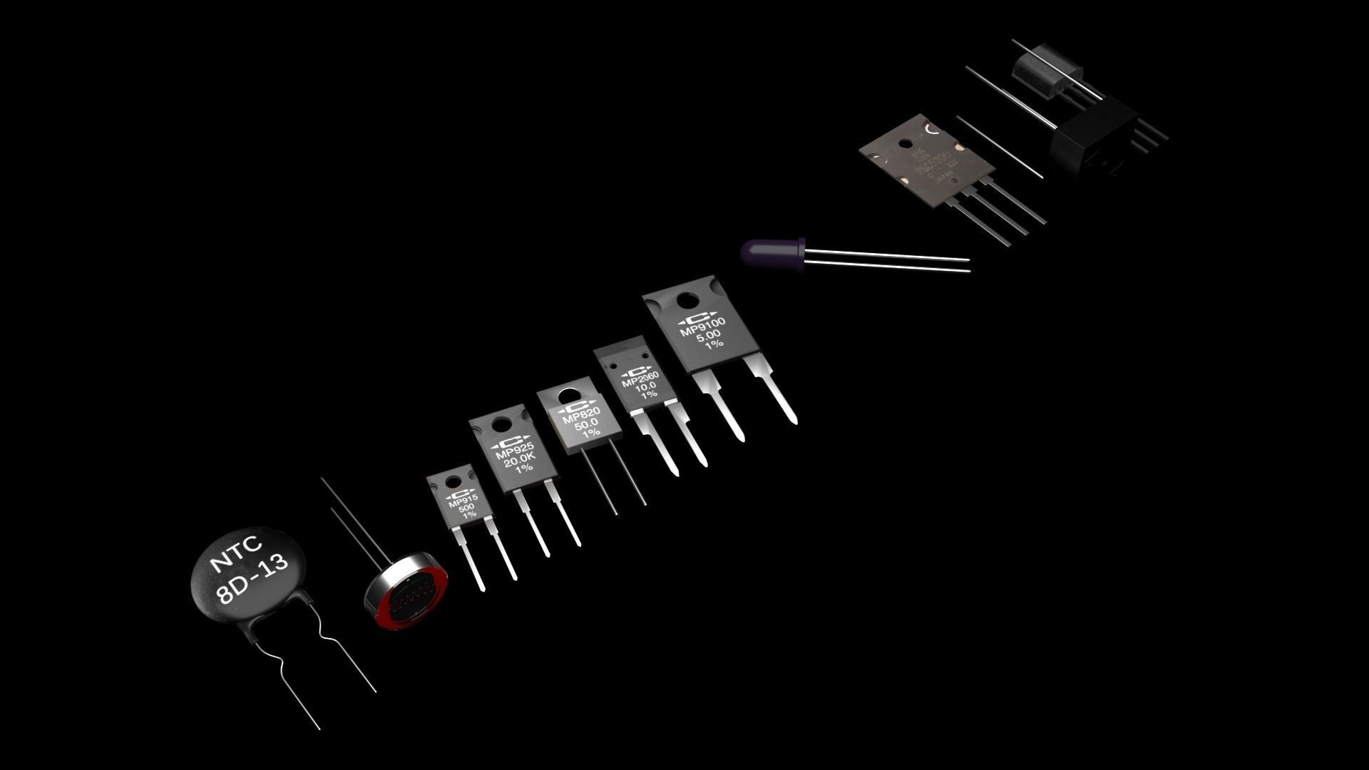 Electronic Components Set 3D model CGTrader