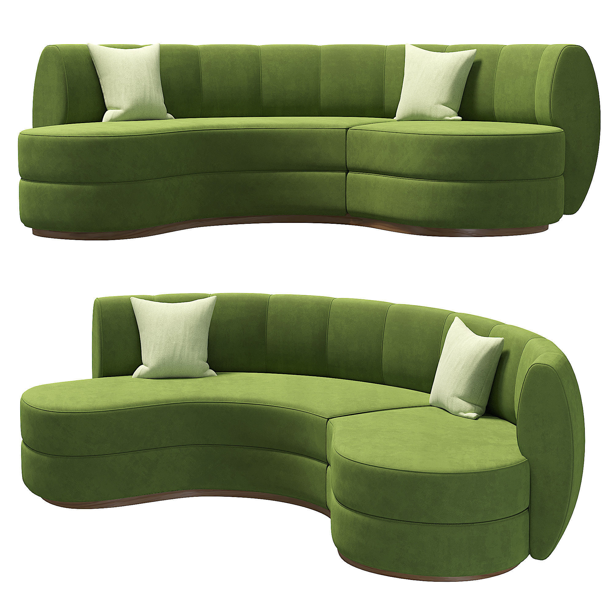 Curved Velvet Sofa in Dark Green 3D model CGTrader