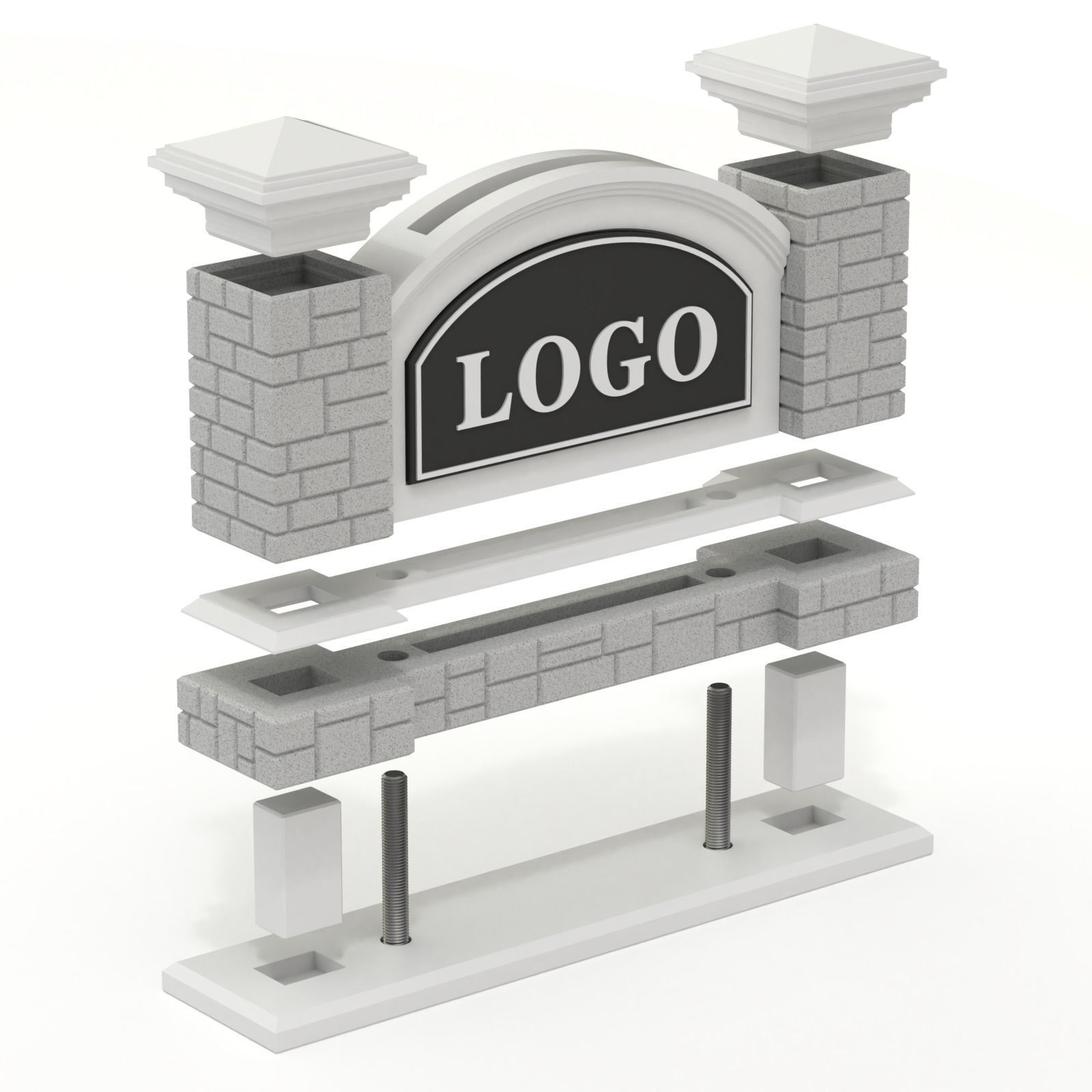 Printable Monument Sign Business Card Holder 3D model 3D printable
