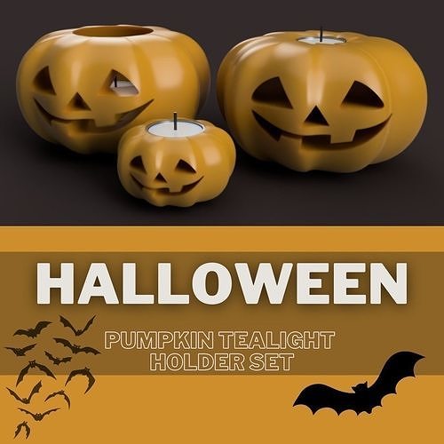 Halloween Pumpkin Tealight Holder 3D model 3D printable CGTrader
