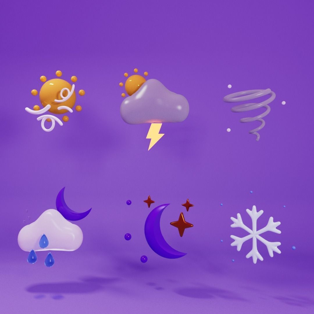 Weather icons 3D model | CGTrader