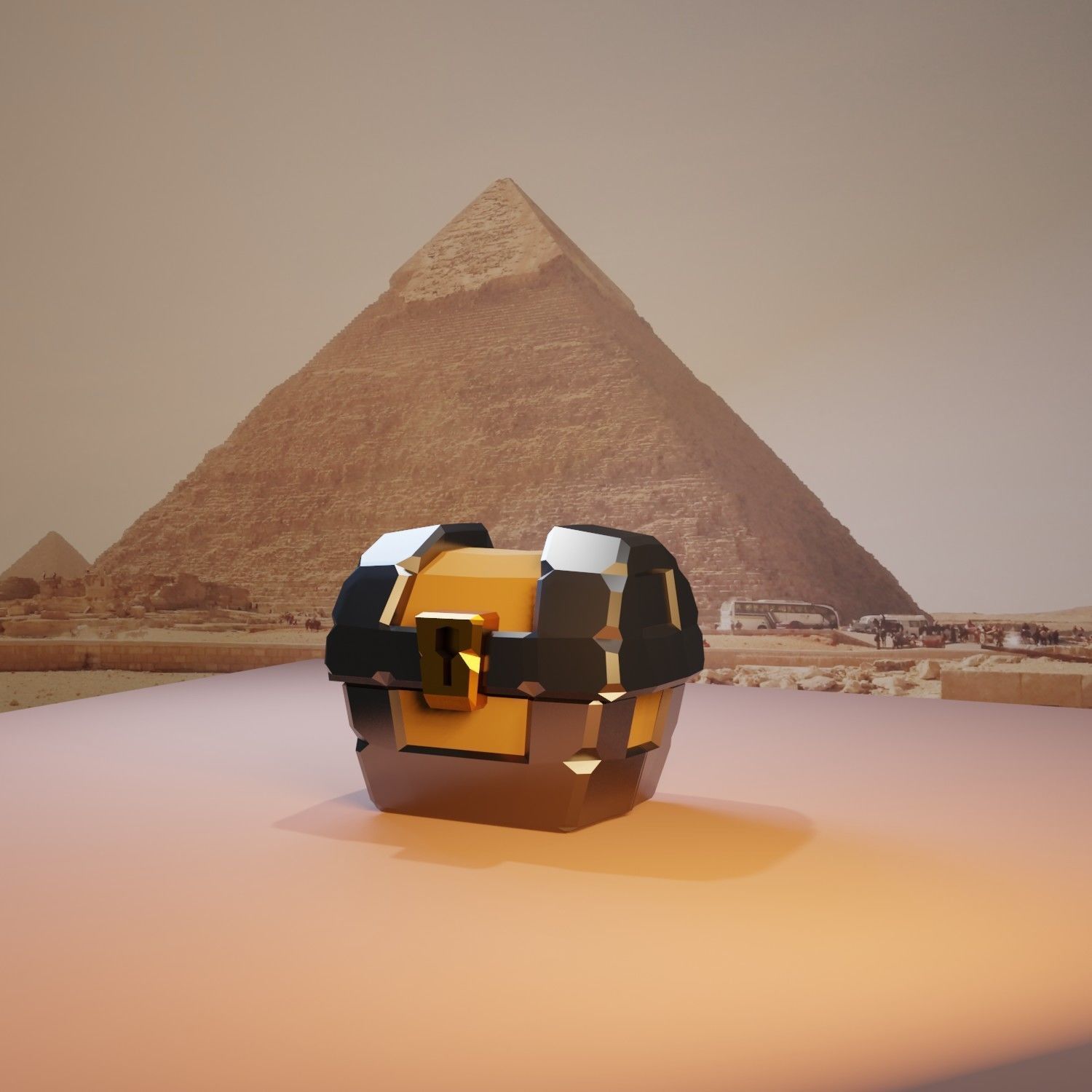 3D model stylized Treasure Chest with coins animation for games low ...
