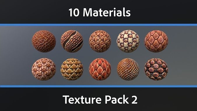 10 Materials Skin Alien Seamless PBR Pack 2 3D Model Collection.