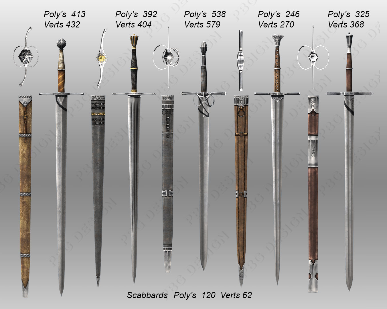 3D model Bastard Swords VR / AR / lowpoly CGTrader