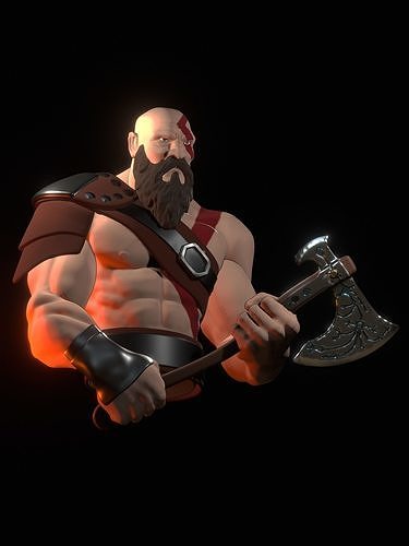 Stylized Kratos from God of War - Model with Axe or Hammer 3D model 3D ...