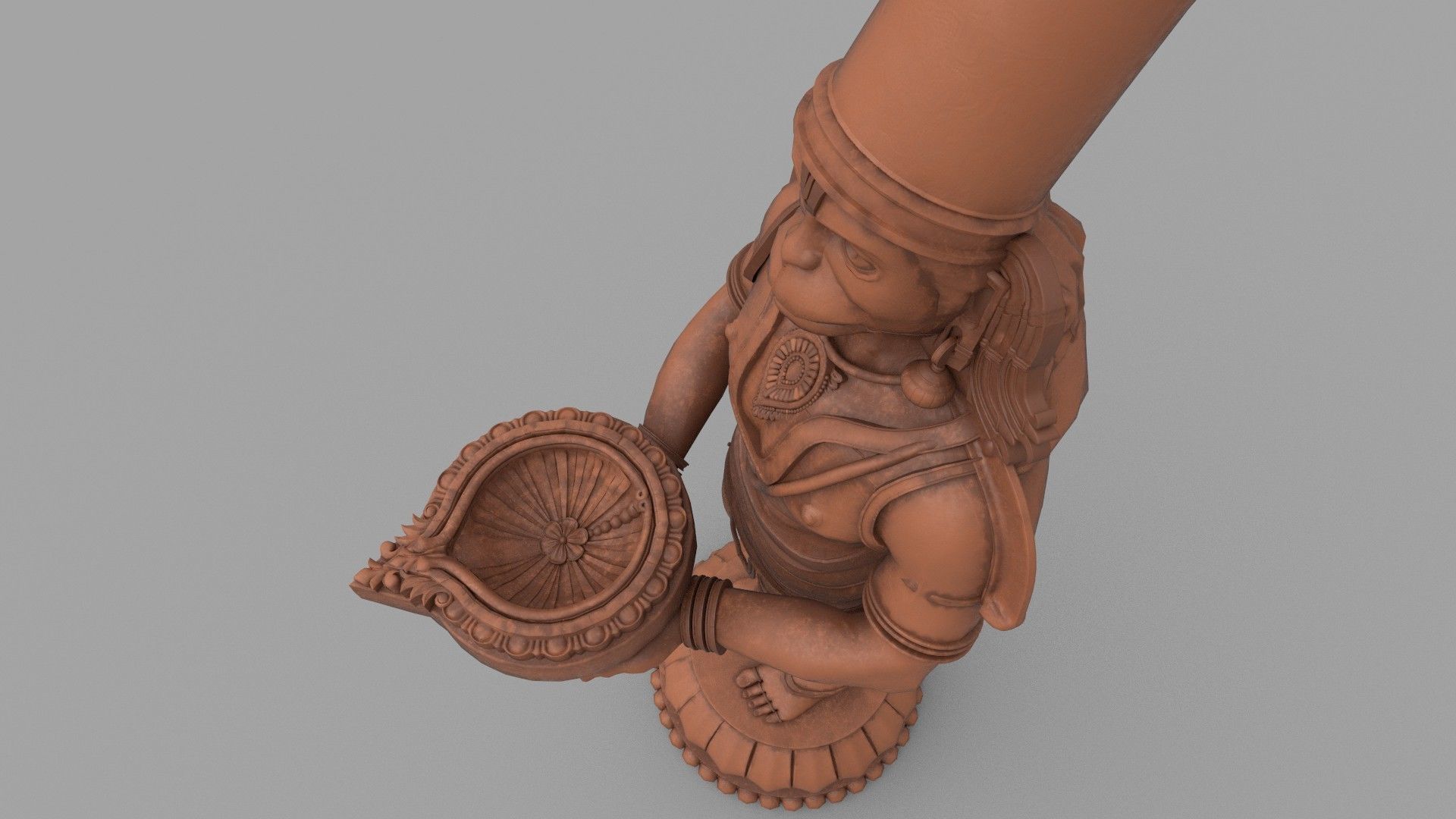 clay oil lamp hanuman 3D model CGTrader