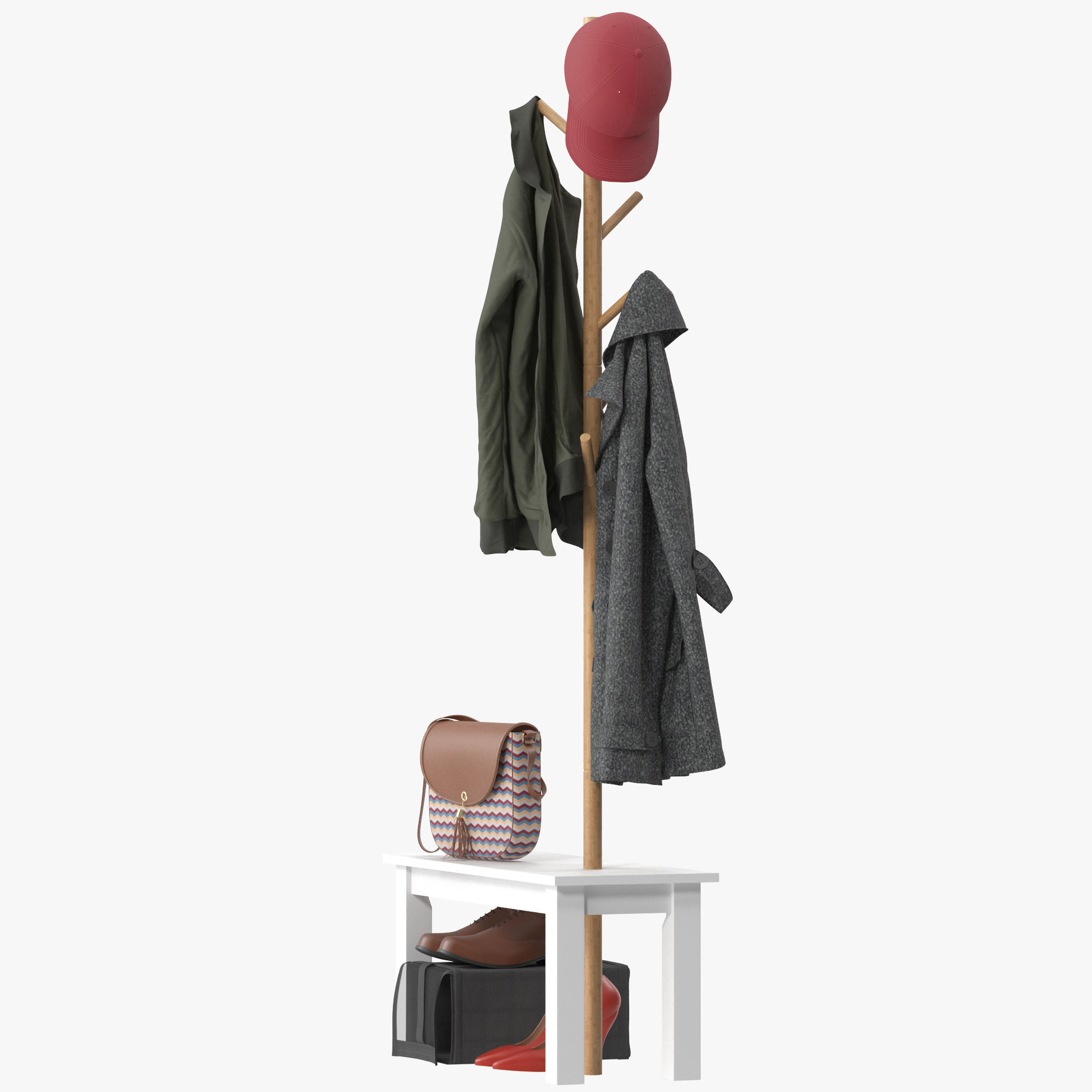 HOMCOM Bamboo Coat Rack 3D model | CGTrader