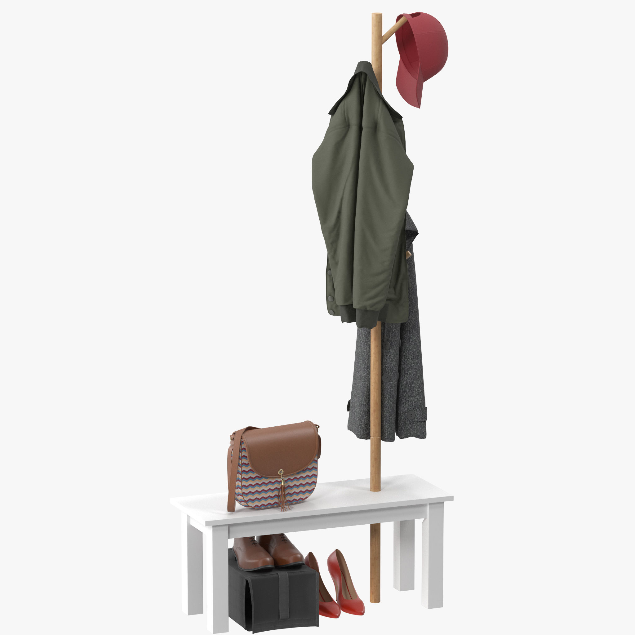 HOMCOM Bamboo Coat Rack 3D model | CGTrader