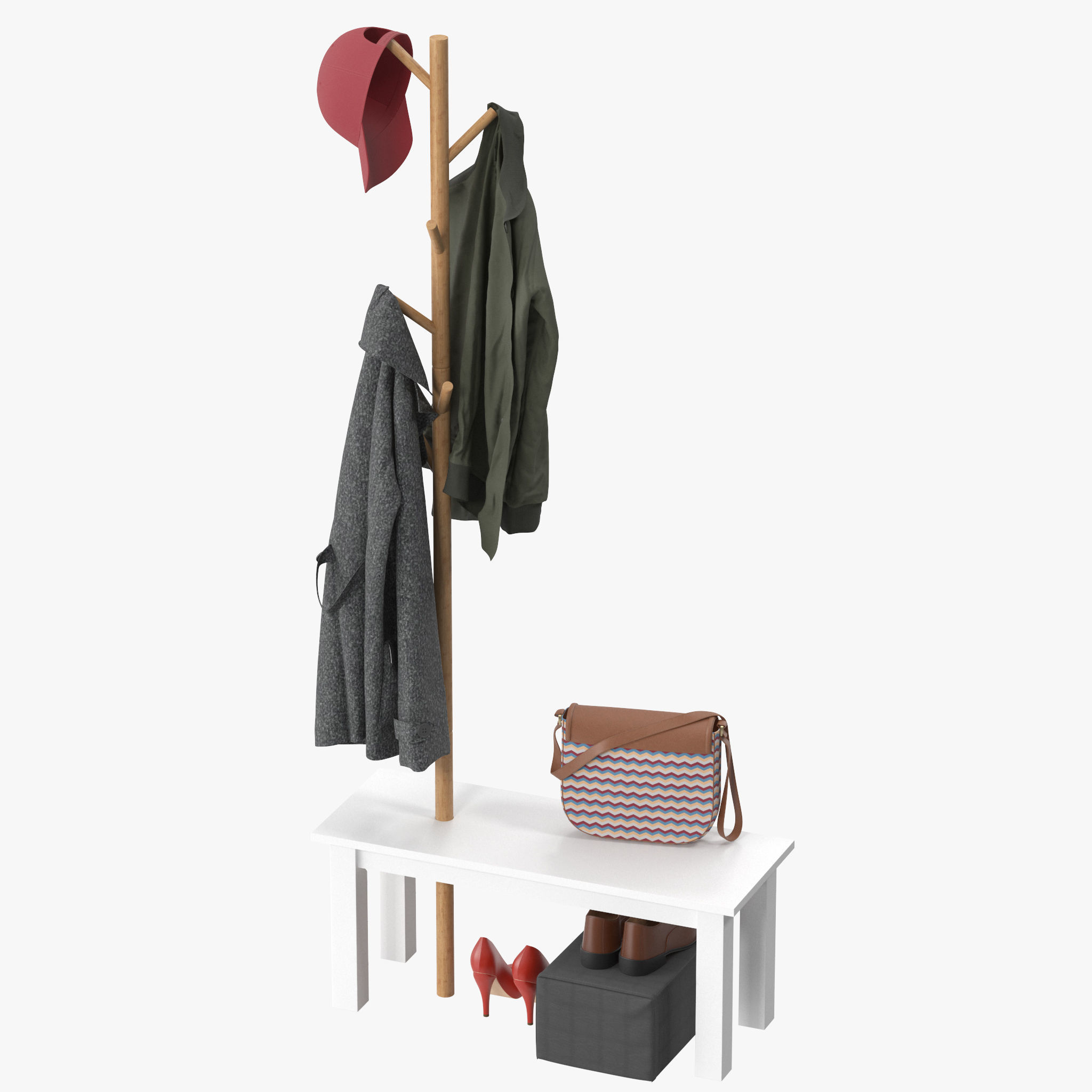 HOMCOM Bamboo Coat Rack 3D model | CGTrader