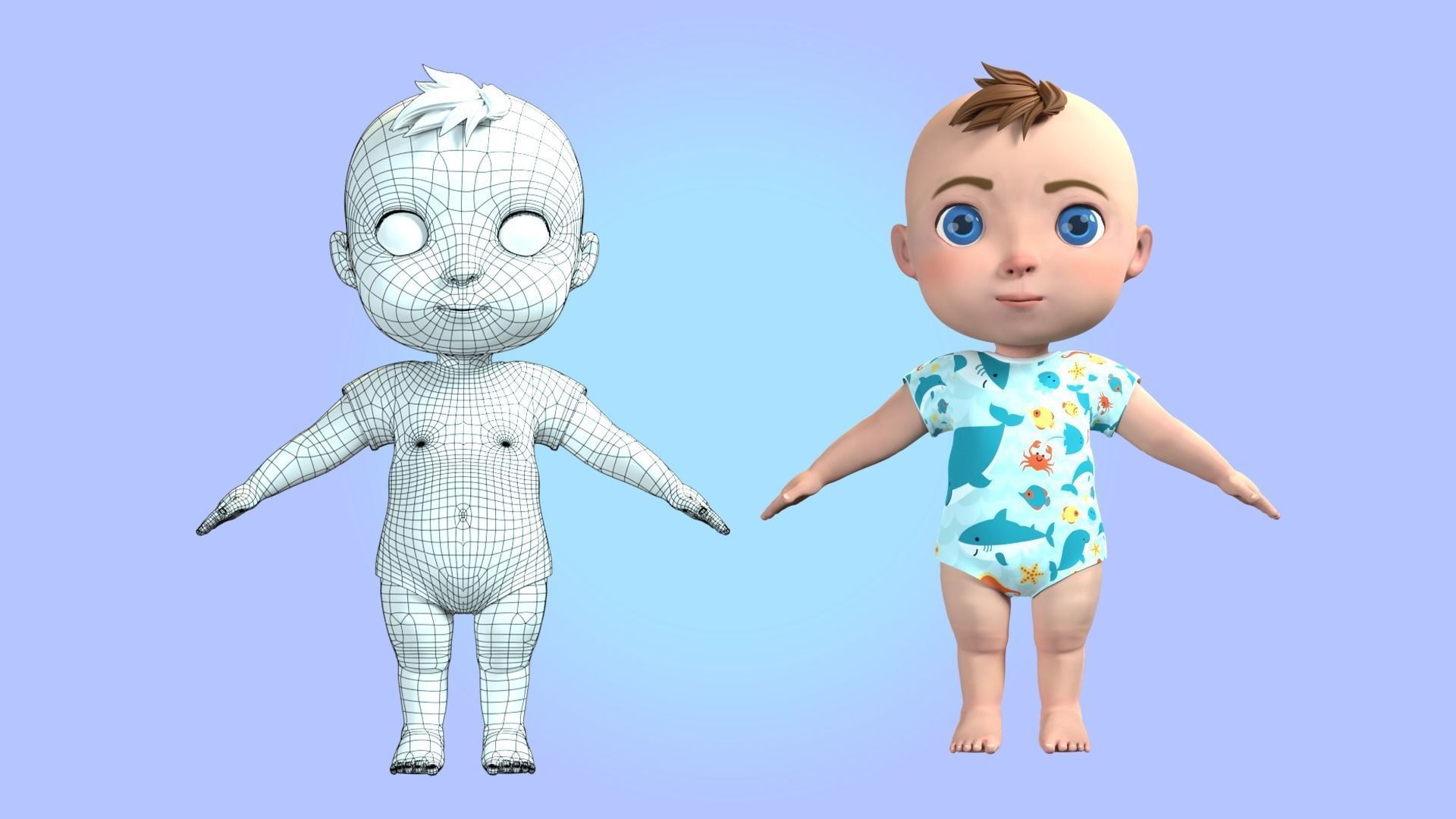 3D model Cartoon Baby Rigged 3D model VR / AR / low-poly | CGTrader
