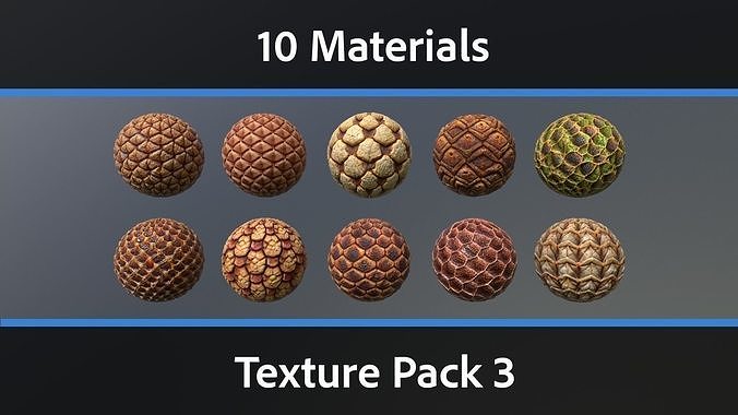 10 Materials Skin Alien Seamless PBR Pack 3 3D Model Collection.