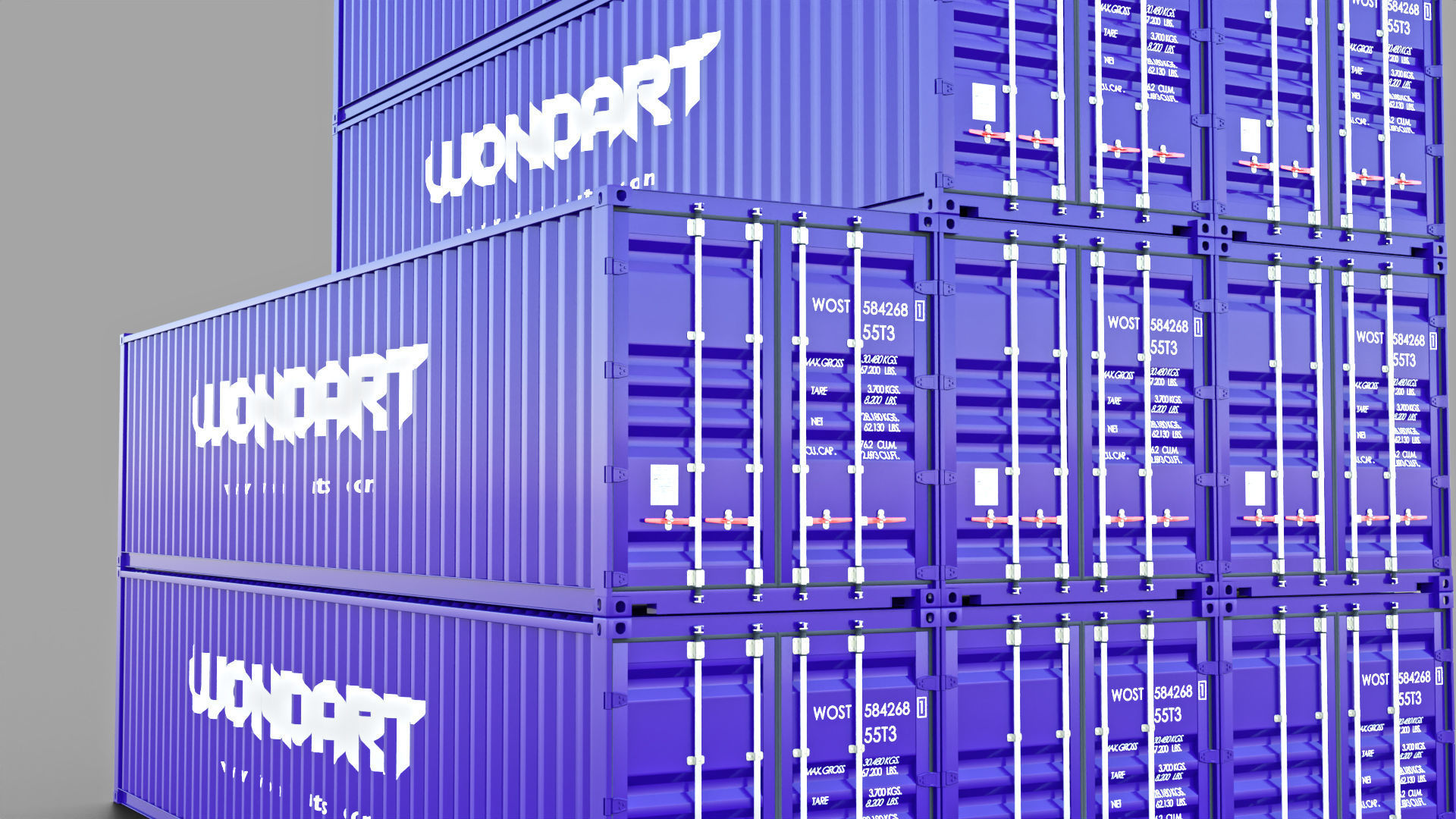 3D model 40 feet long cargo container box VR / AR / lowpoly CGTrader
