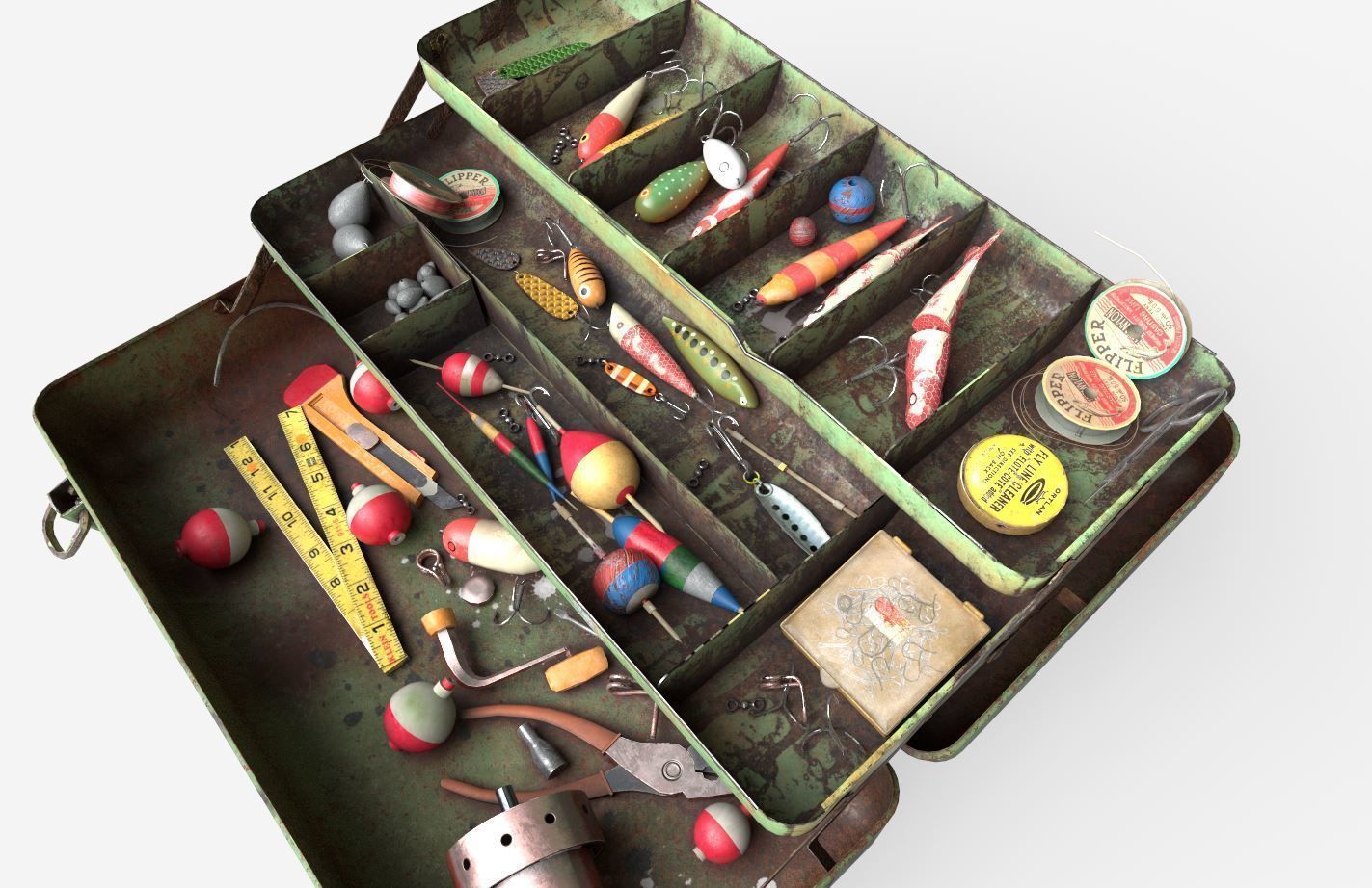 Old Fishing Tackle Box 3D model CGTrader