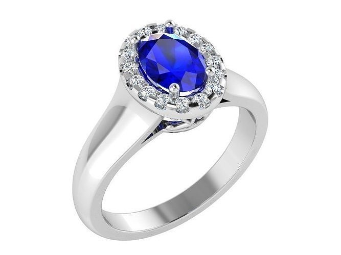 Bright blue stone diamond ring 3137 3D print model 3D model 3D
