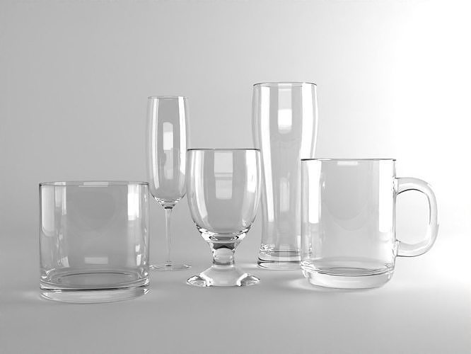3D model Glassware Collection Set clear glass vase VR / AR / low-poly ...