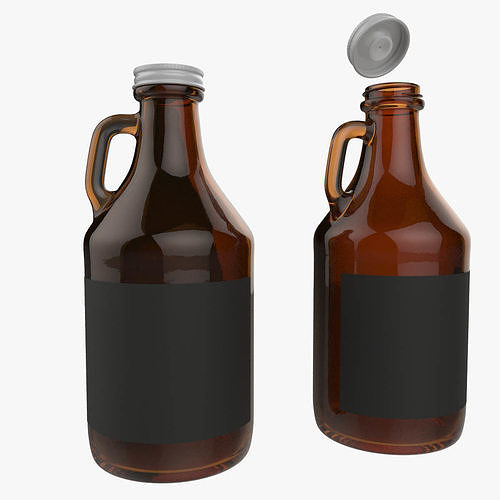 Growler Beer Bottle 32oz 1L Low High Poly 3D model CGTrader