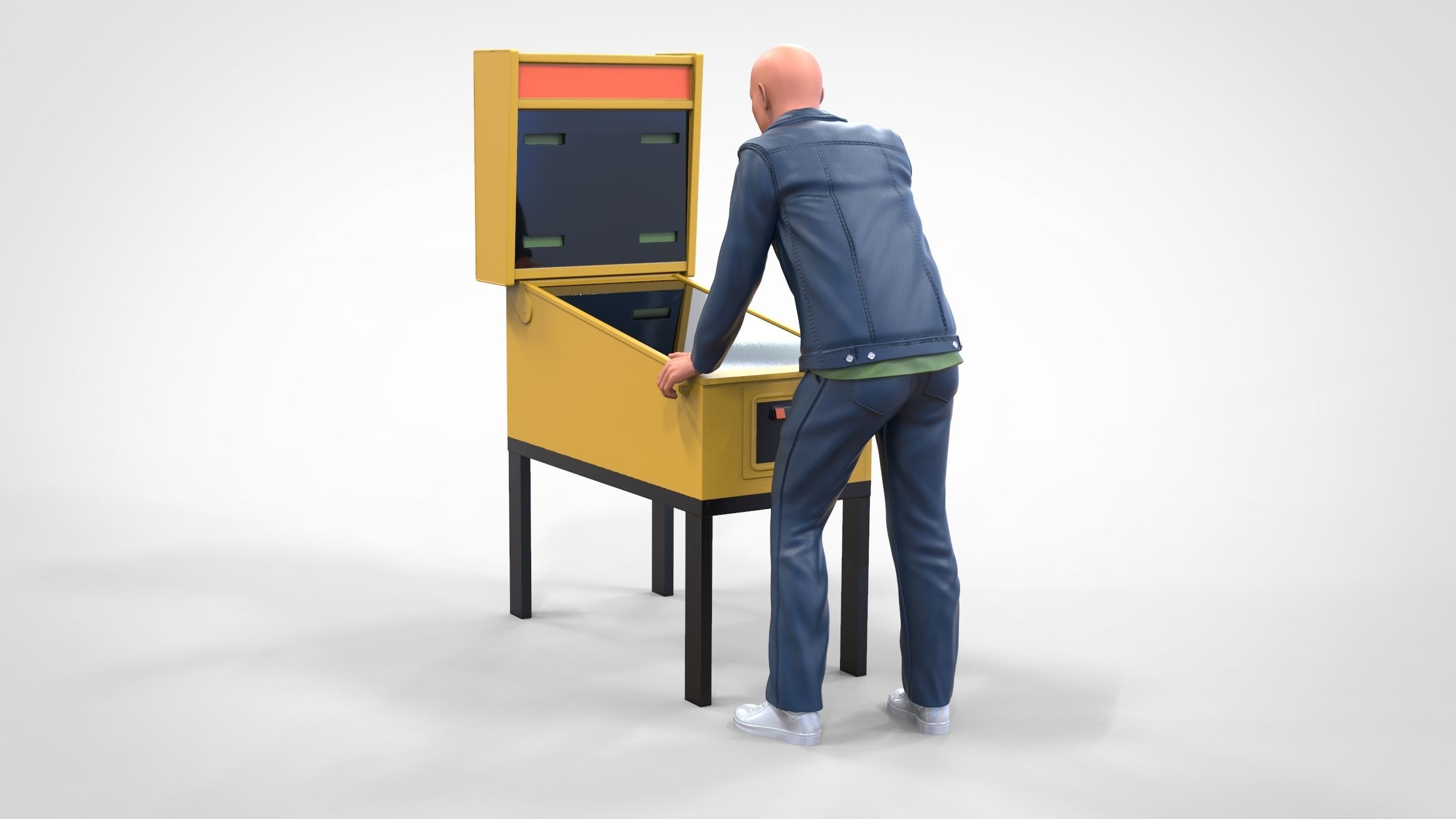 N3 Arcade Game man playing with Pinball Machine 3D model 3D printable ...