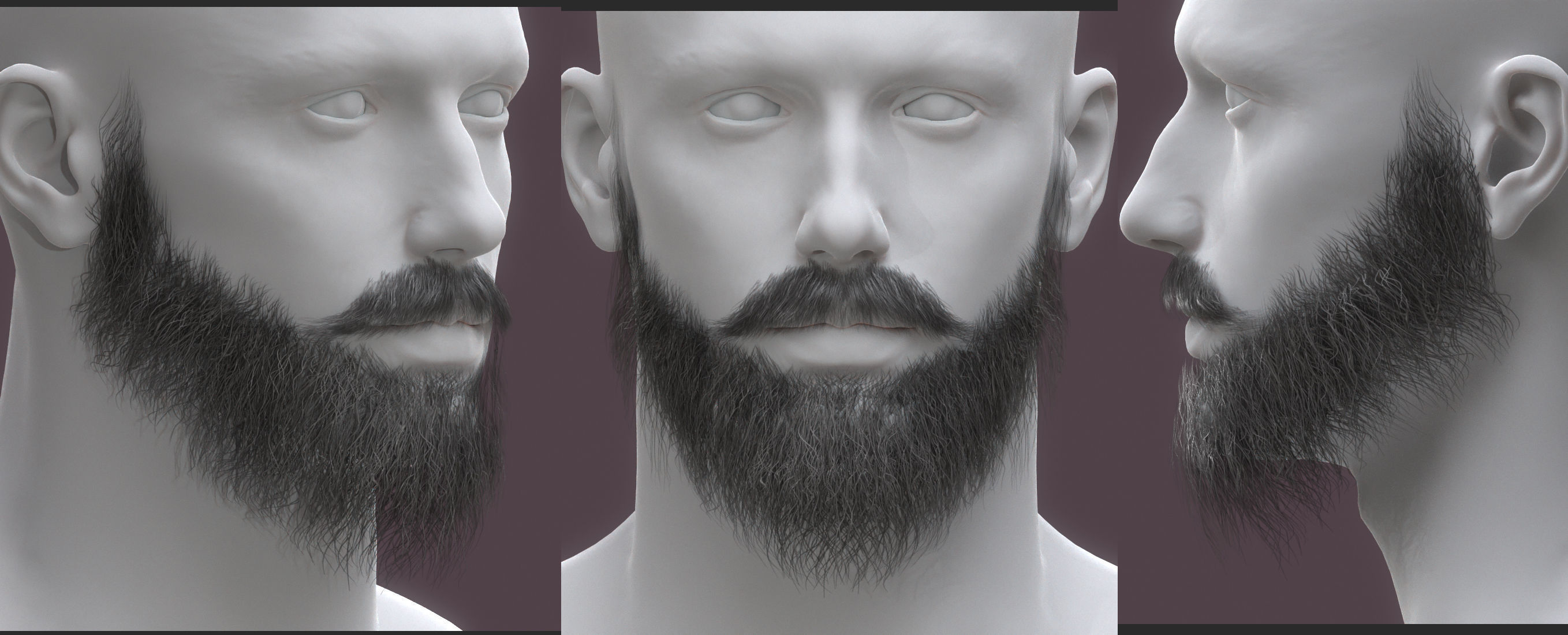 3D model 10 Real Time Hair Card Beard and Mustache pack VR / AR / low