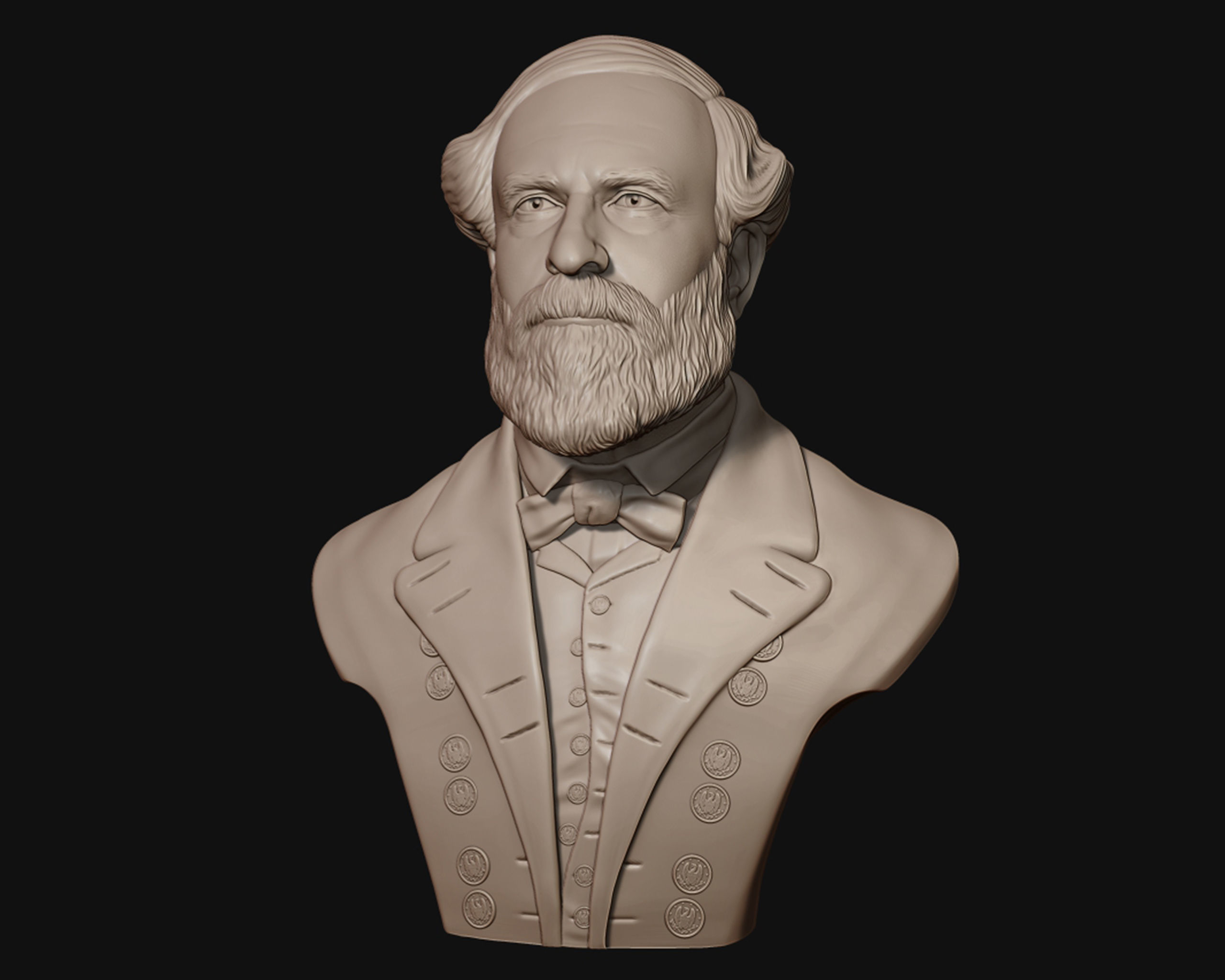 General Robert E Lee bust sculpture 3D model 3D printable CGTrader