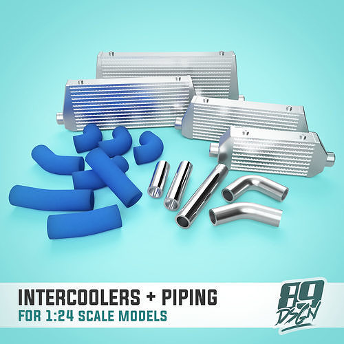 Intercoolers and connections big set for 124 scale modelling 3D