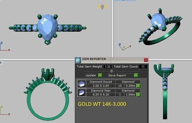 pear shape solitaire engagement ring 3D model 3D printable | CGTrader