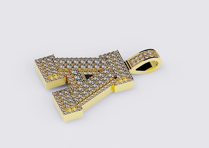 A Letter Pendant Diamonds 3D model 3D printable | CGTrader