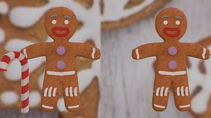 Christmas Gingerbread man Broken legs Low-poly 3D model