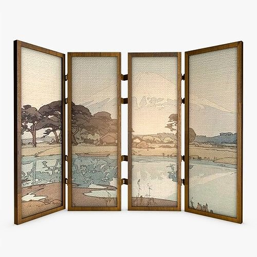 3D model Japanese Shoji Screen Panel Room Divider Low Poly VR / AR