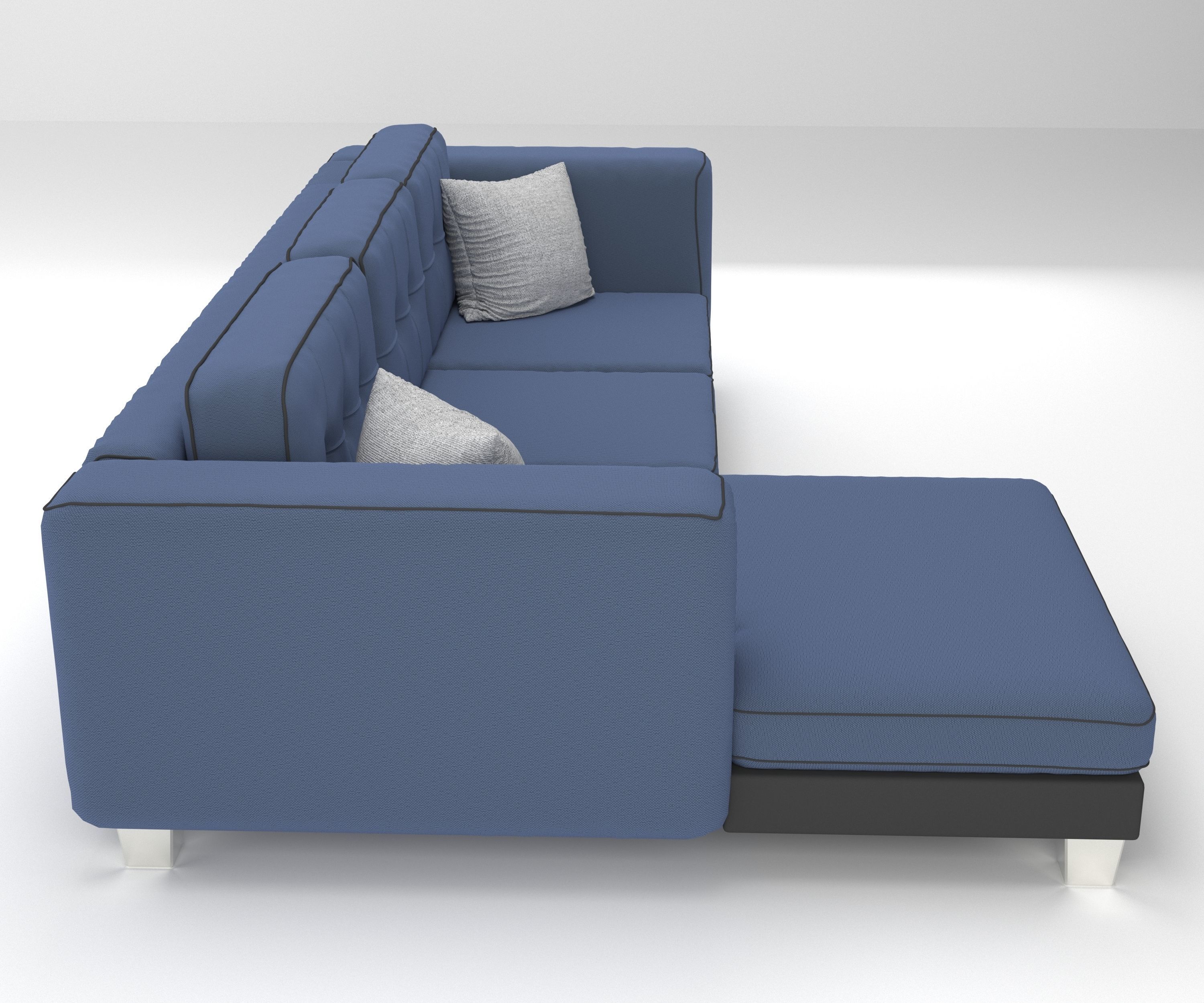 Sofa chaise lounge blue 3D model | CGTrader