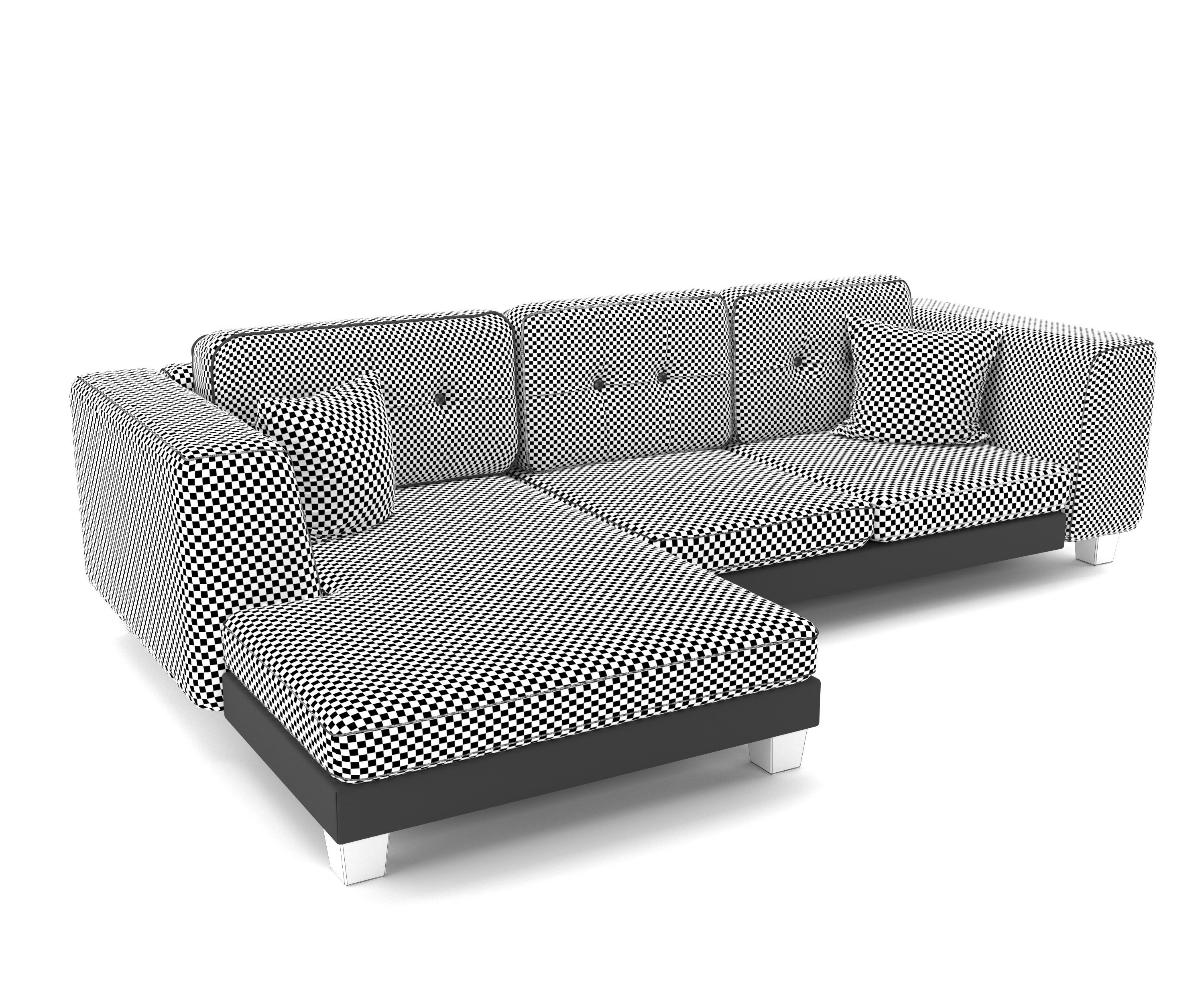 Sofa chaise lounge blue 3D model | CGTrader