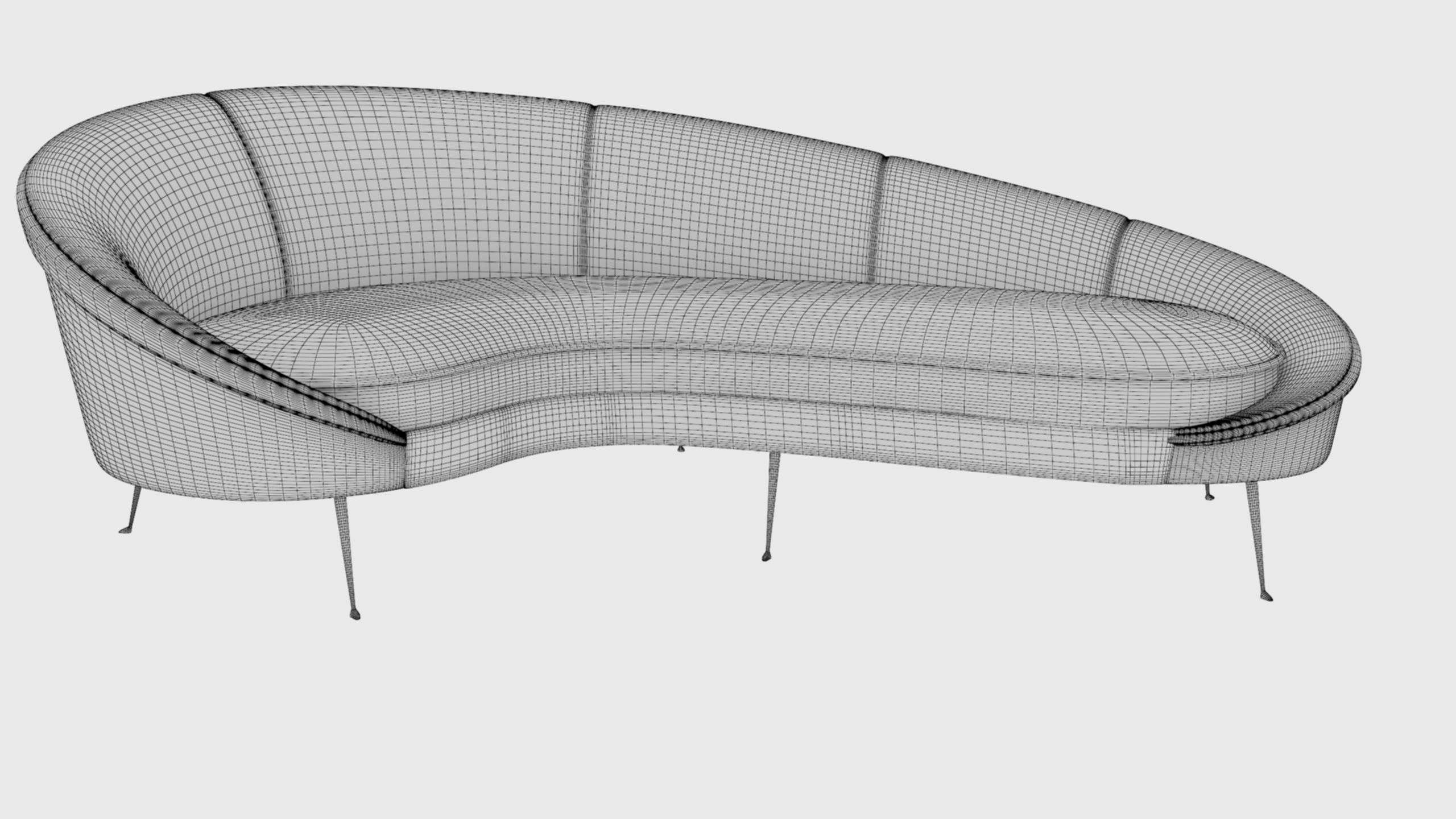 Ico Parisi Style Modern Curved Sofa 01 With Pro Studio Scene 3D model ...