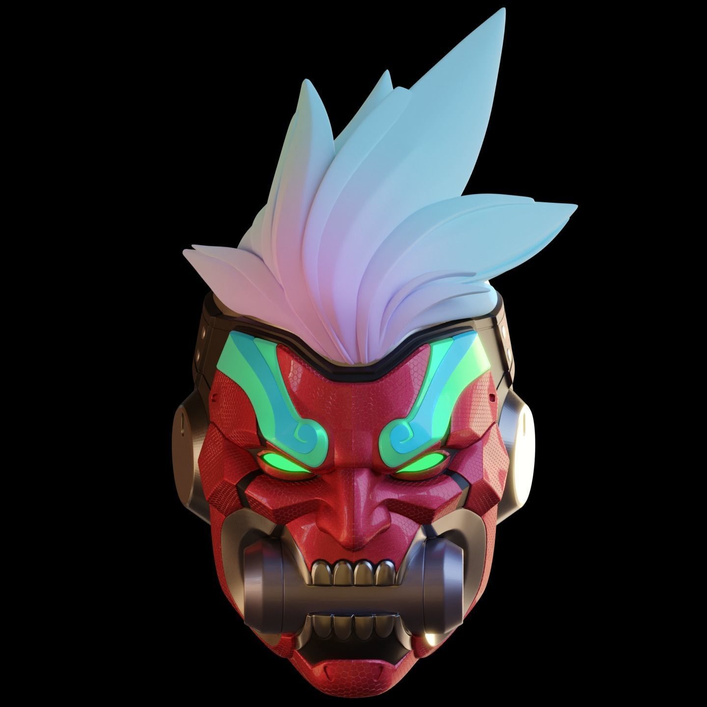 Overwatch 2 Cyberdemon Genji Motorized Helmet STL 3D model 3D printable ...