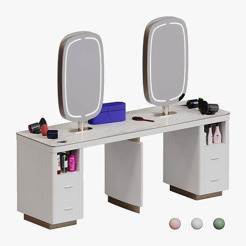 3D model Mirror station barber table Yoocell OC7079 VR / AR / lowpoly